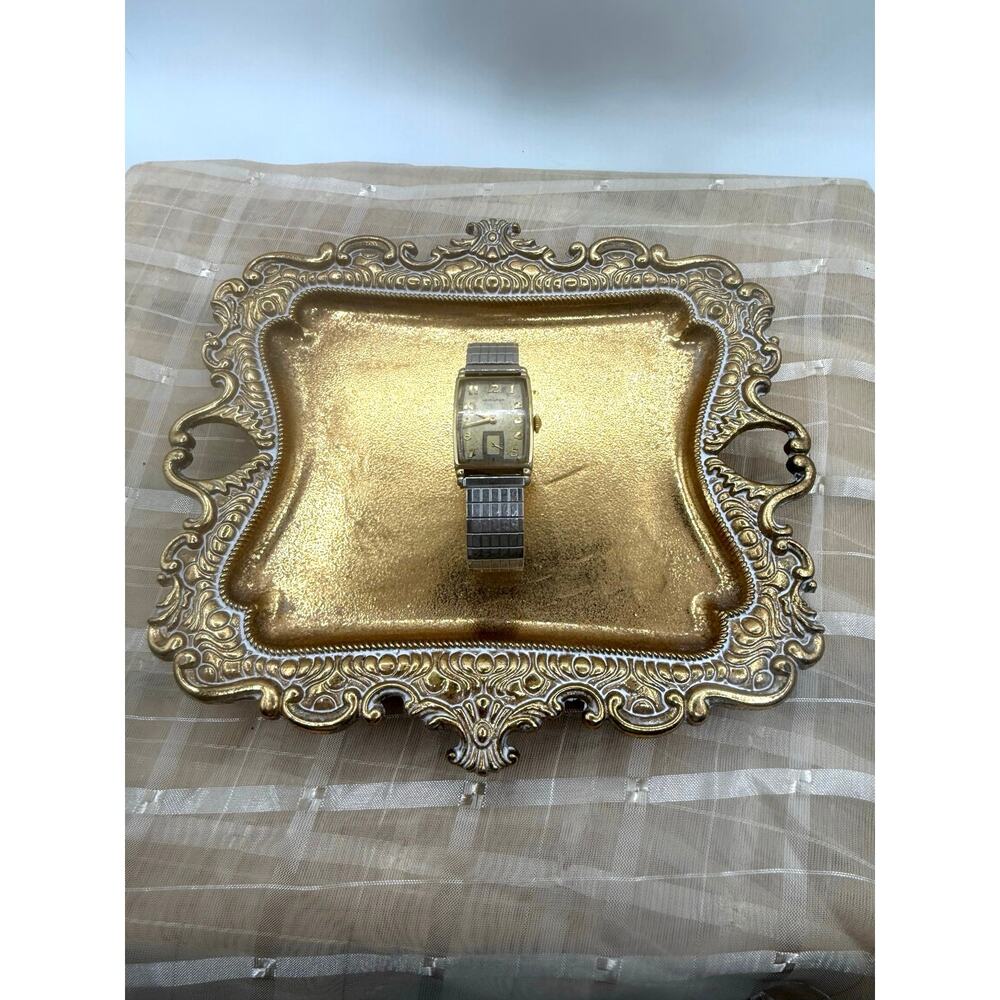 Vintage Hamilton Men's Watch - 10K Gold Filled Art Deco Rectangular Speidel Band